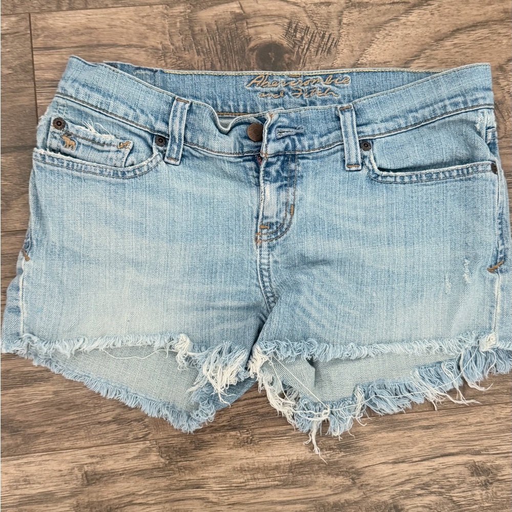 Abercrombie and Fitch Light Blue Distressed Denim Shorts